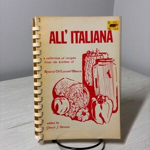All' Italiana Cookbook Rosaria Di Lucente Bhacca Italian Louisiana Vintage 1981